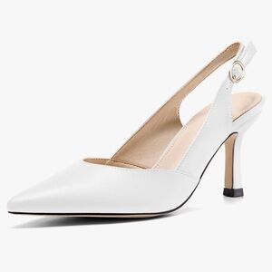 NIB Elegant White Slingback Heels-9.5M-Never Worn